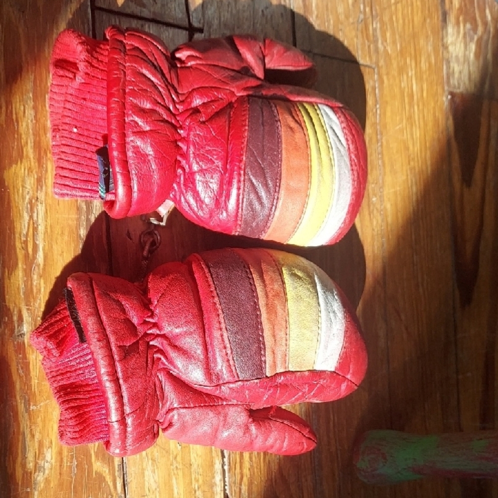 Colorful Striped Kids Mittens: Vintage 70s